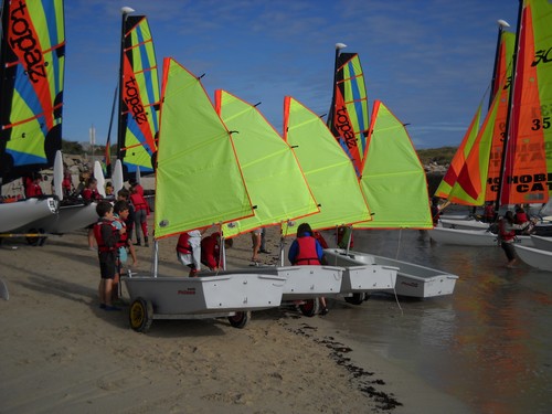Optmists au milieu des catamarans Optmists au milieu des catamarans
